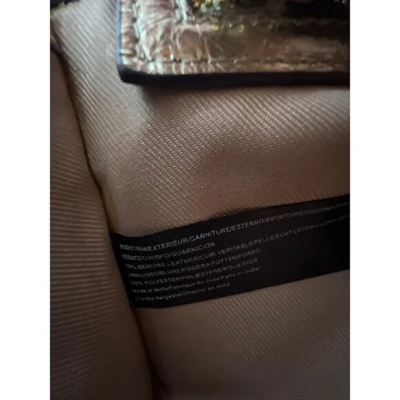 C Wonder by Christian Siriano Woven Leather Clutch Handbag Gold Metallic Party - Picture 7 of 8